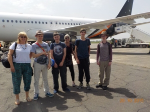 The group of us having just got off the plane